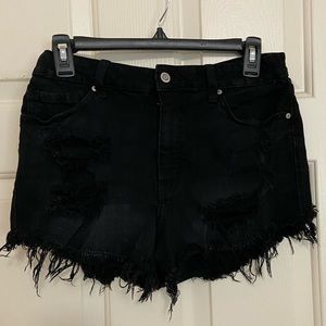 High waste  black booty shorts
